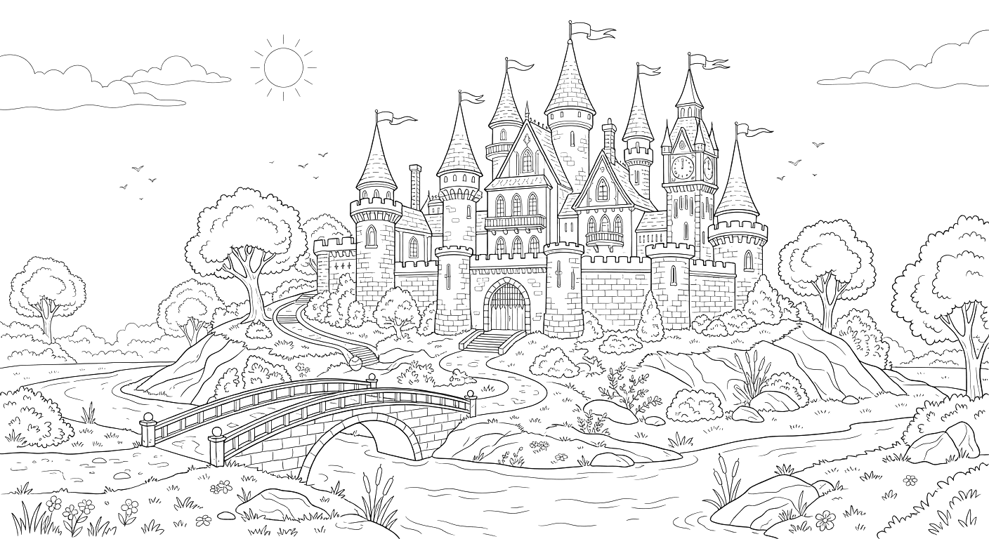 Magical Fairytale Castle Coloring Page
