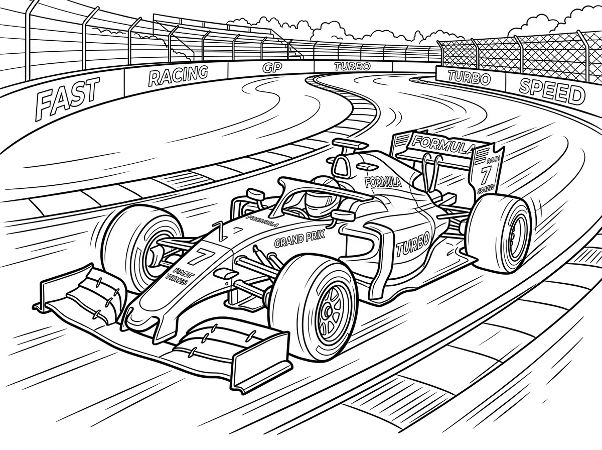 Speeding Formula Grand Prix Race Car