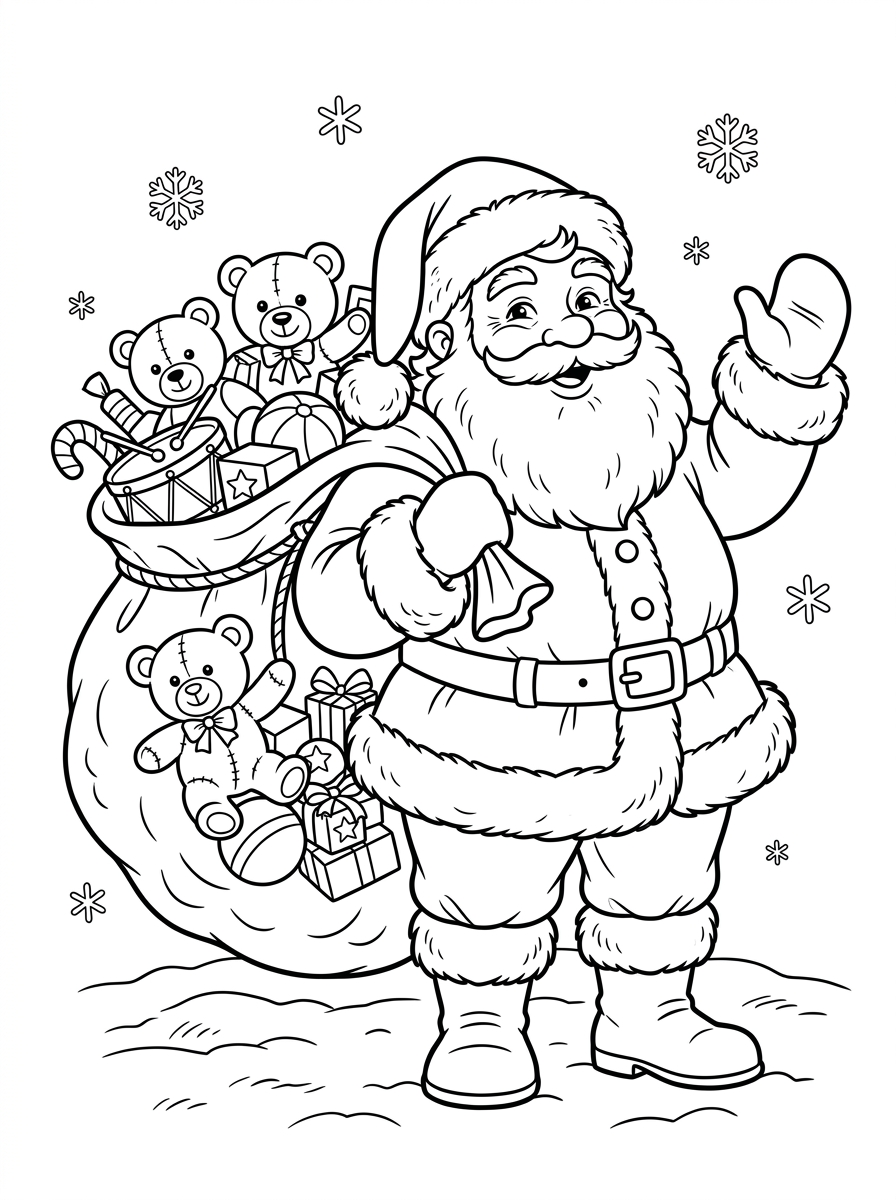 Jolly Santa Claus with Sack of Christmas Toys