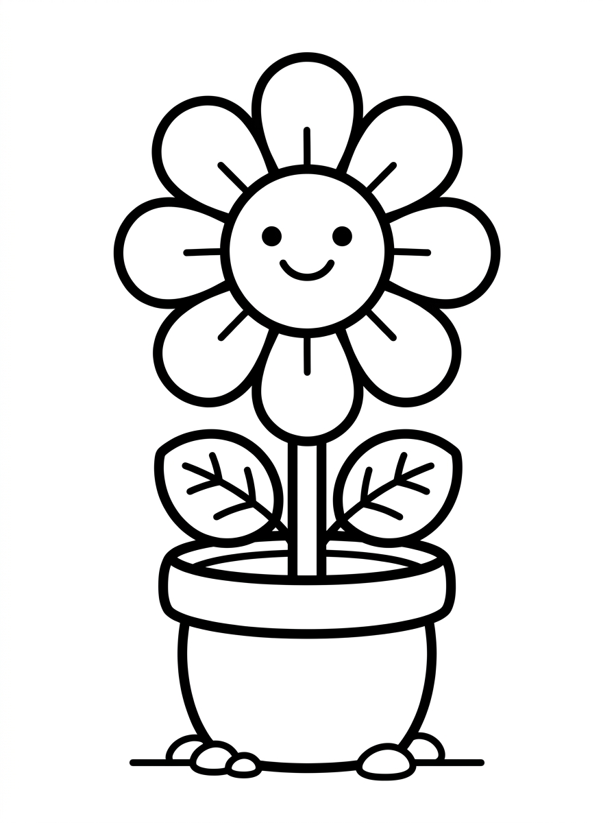Smiling Daisy Flower in Clay Pot