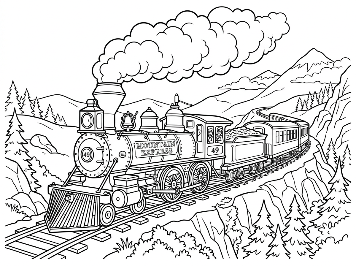 Classic Steam Locomotive on Mountain Tracks