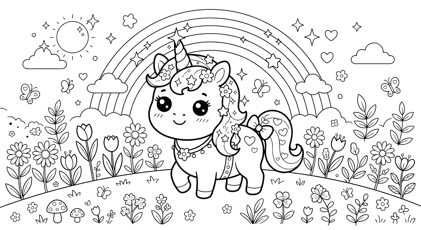 Cute Baby Unicorn Coloring Page