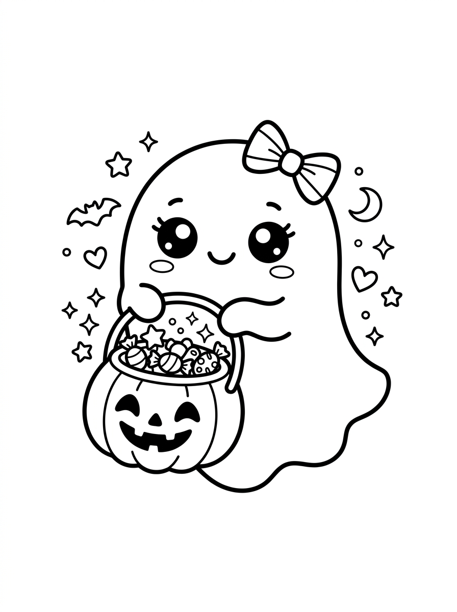 Cute Kawaii Trick-or-Treat Ghost
