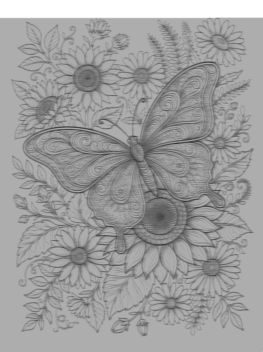 Detailed Butterfly & Botanical Garden Coloring Page