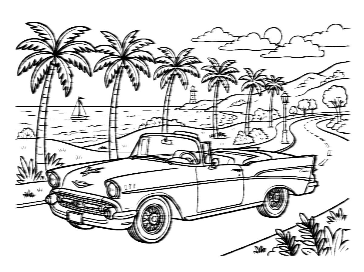 Vintage Classic Convertible Car Coloring Page