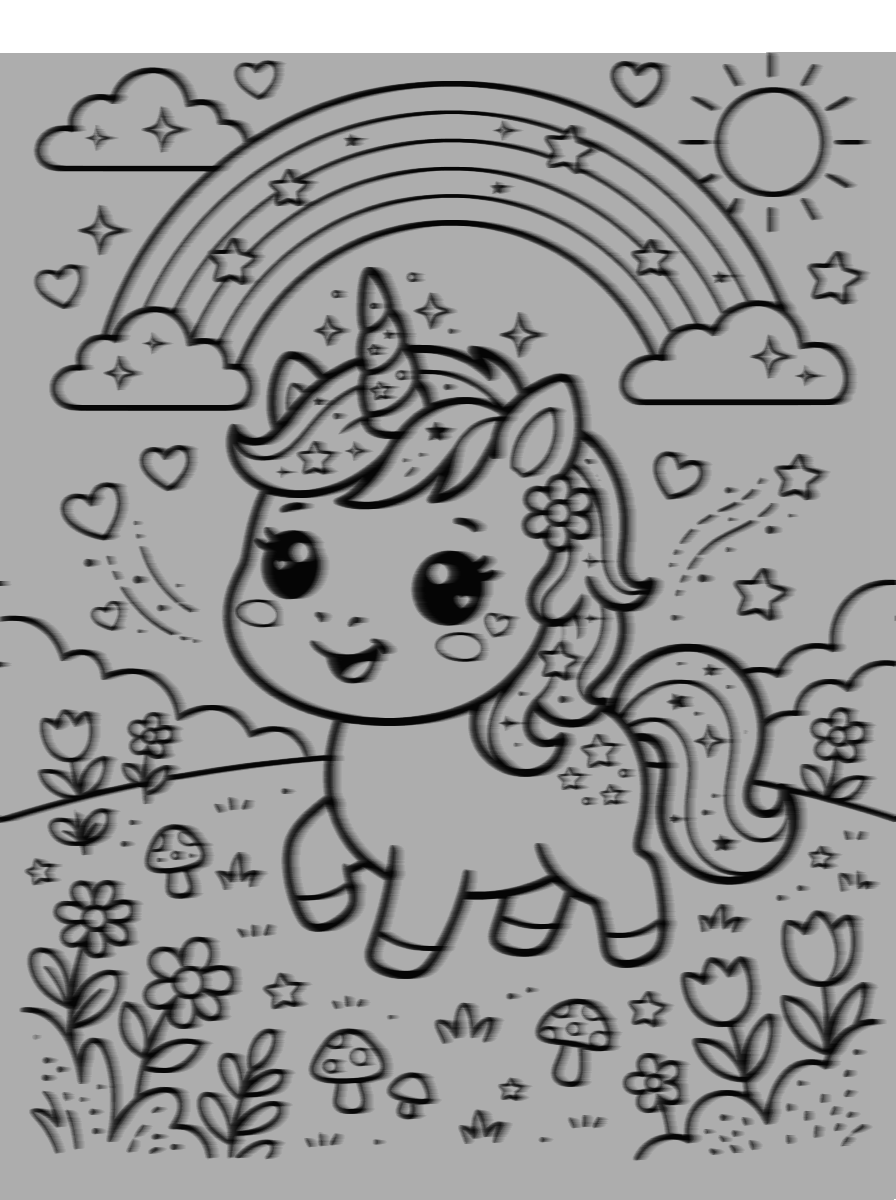 Cute Baby Unicorn Coloring Page