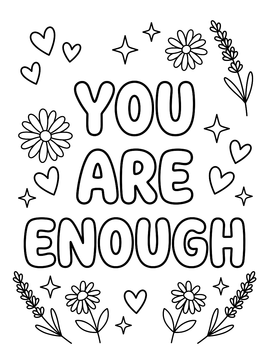 You Are Enough Affirmation Coloring Page