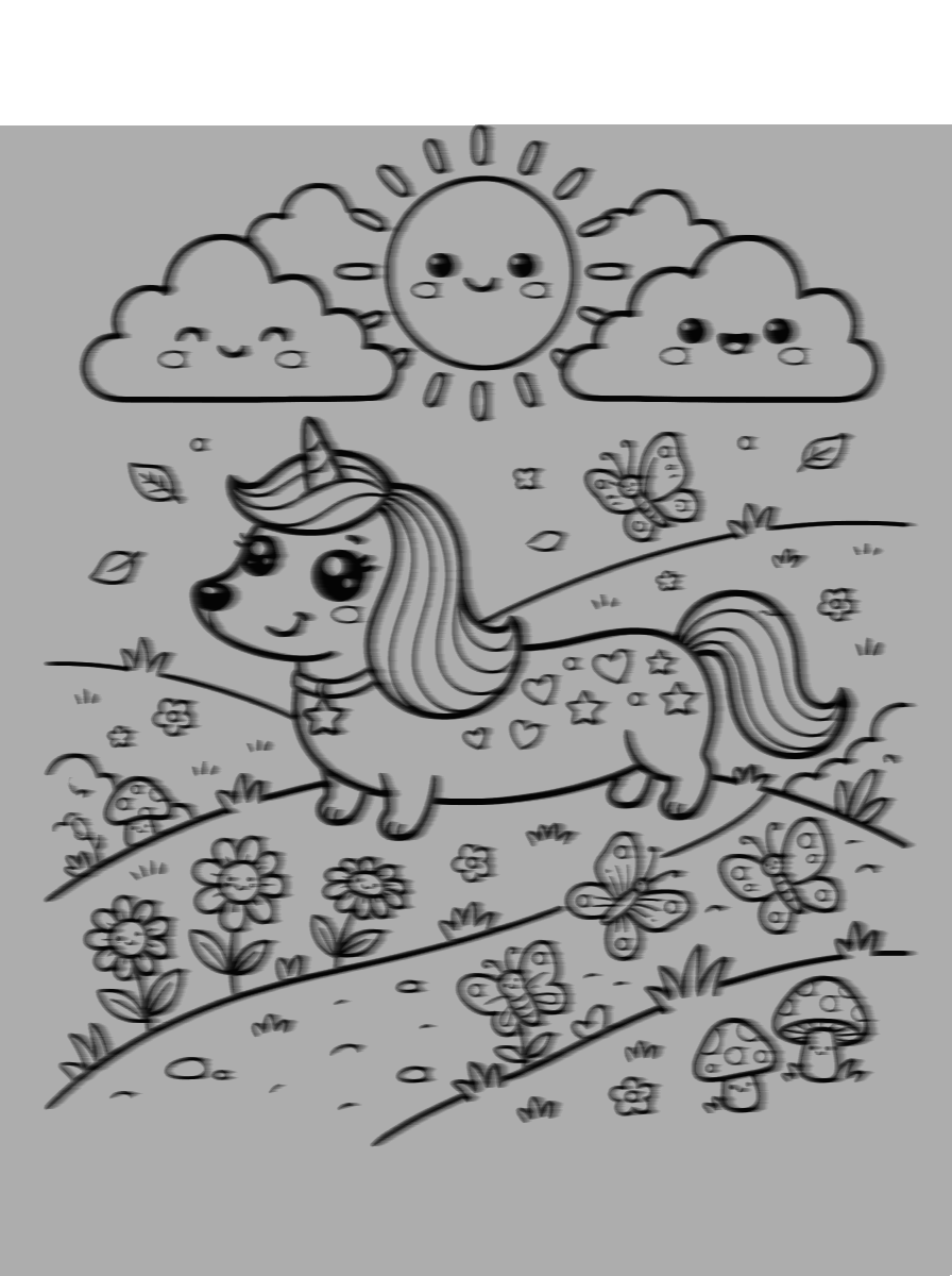 Wiener Dog Unicorn Coloring Page