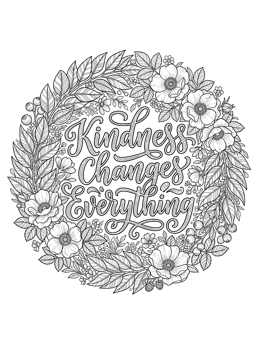 Kindness Changes Everything Quote Coloring Page