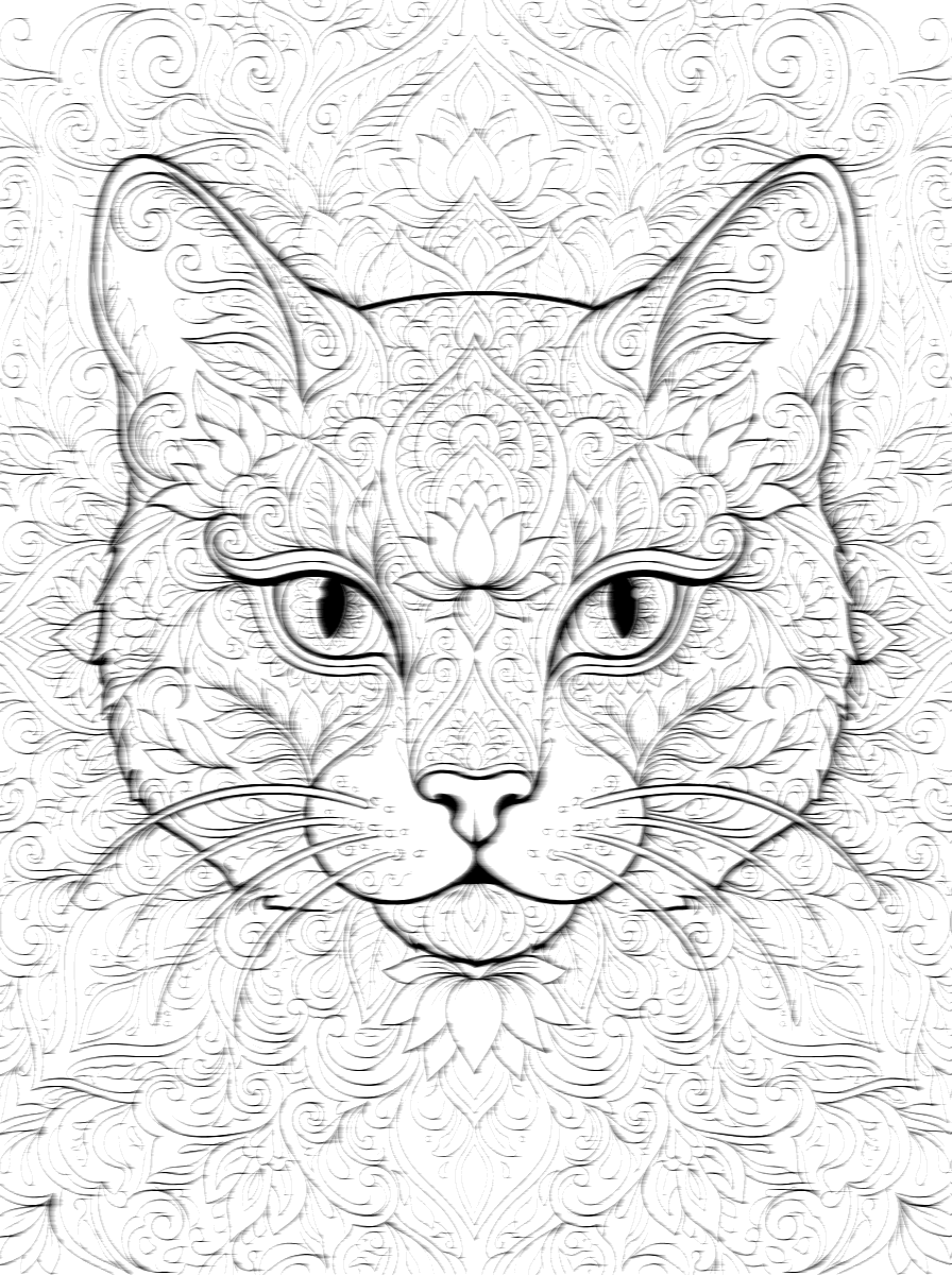 Intricate Mandala Cat Coloring Page