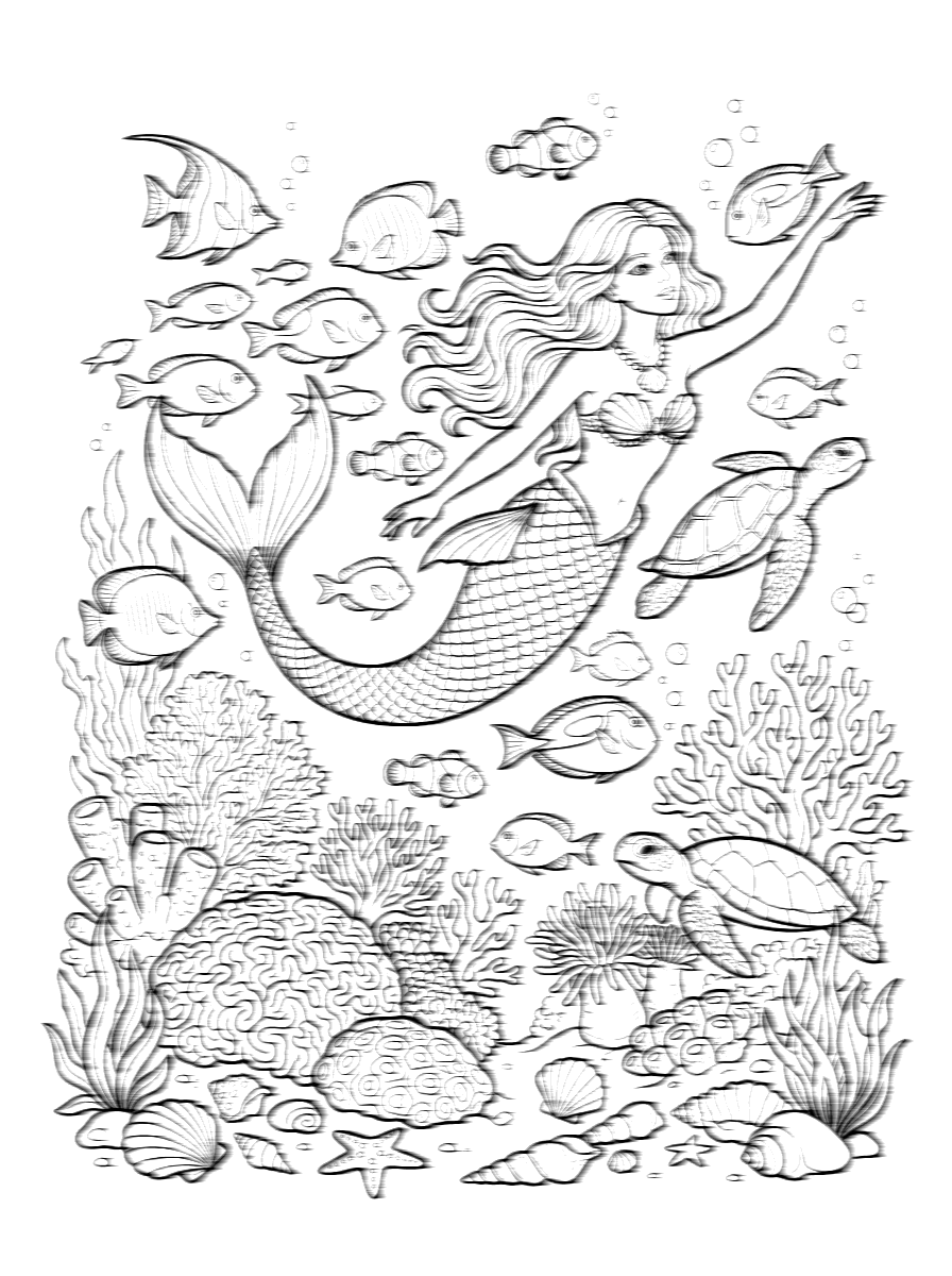Enchanted Mermaid Underwater Coloring Page