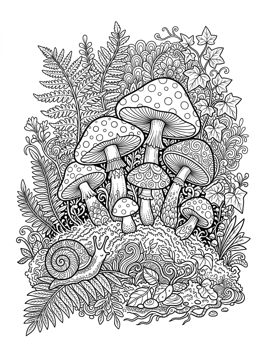 Cottagecore Woodland Mushrooms & Snail