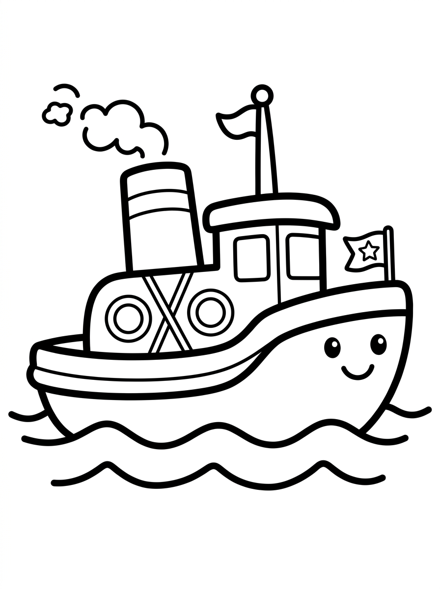 Friendly Little Tugboat on Gentle Waves