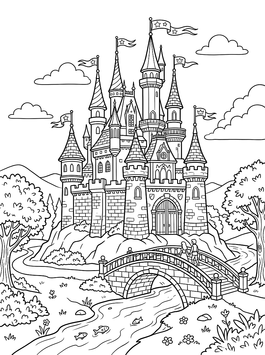 Magical Fairytale Castle Coloring Page