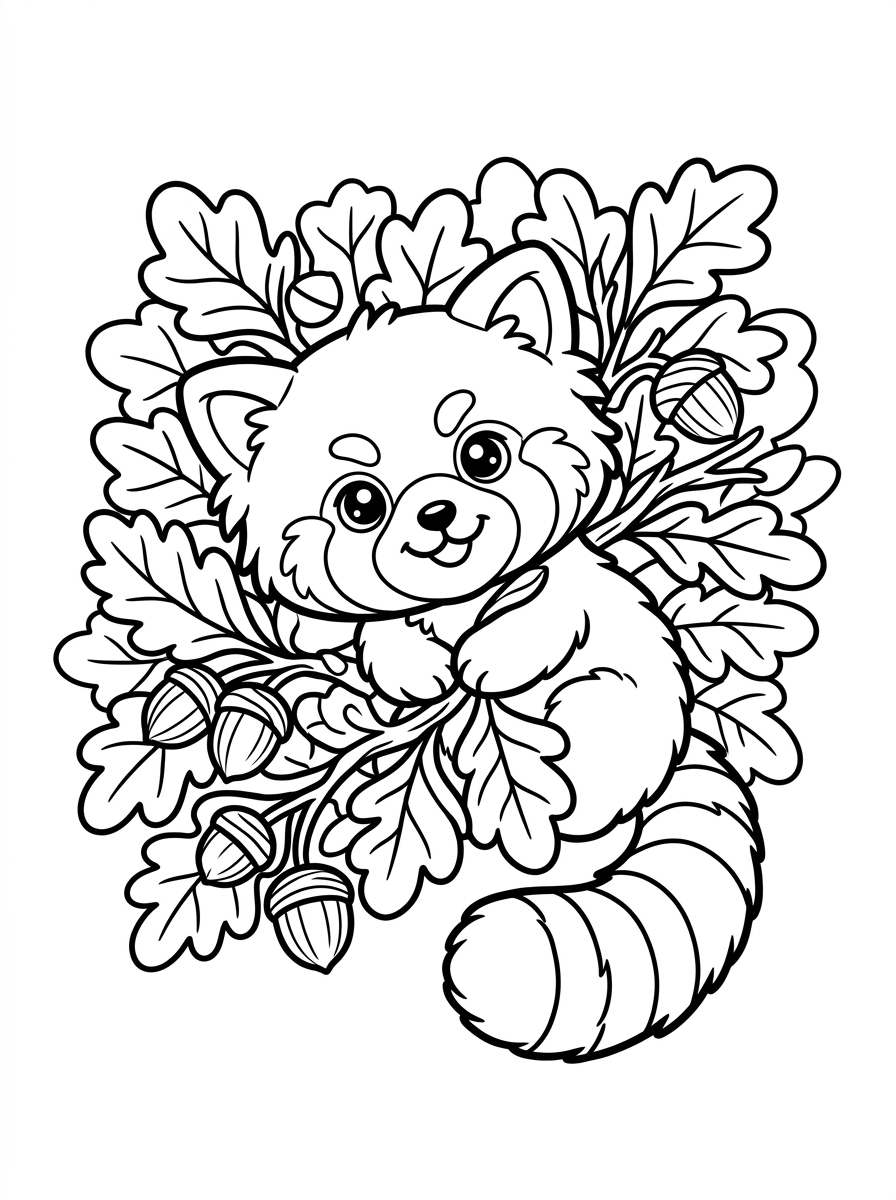 Fluffy Red Panda on Tree Branch
