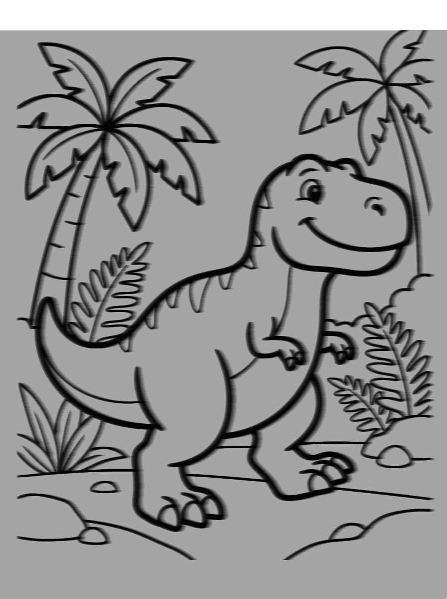 Friendly T-Rex Dinosaur Coloring Page