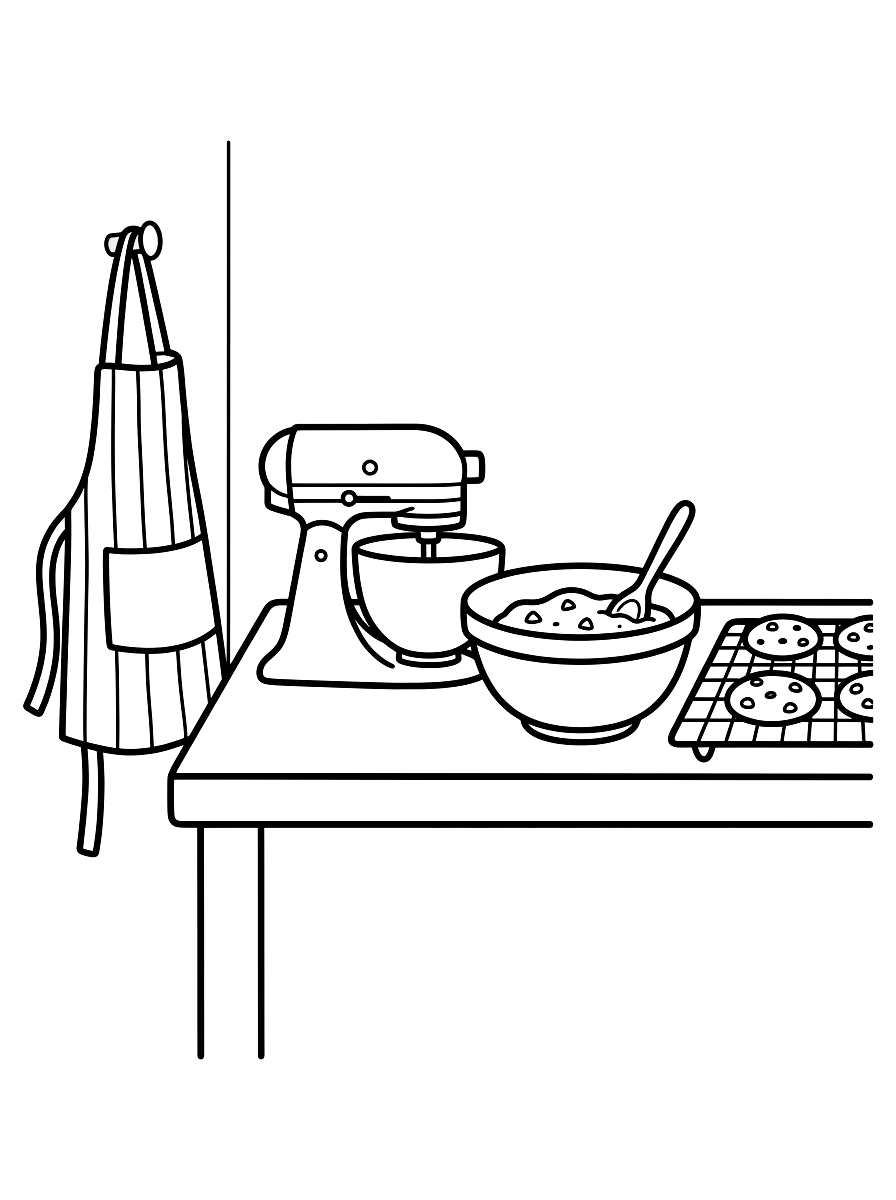 Cozy Kitchen Weekend Baking Coloring Page