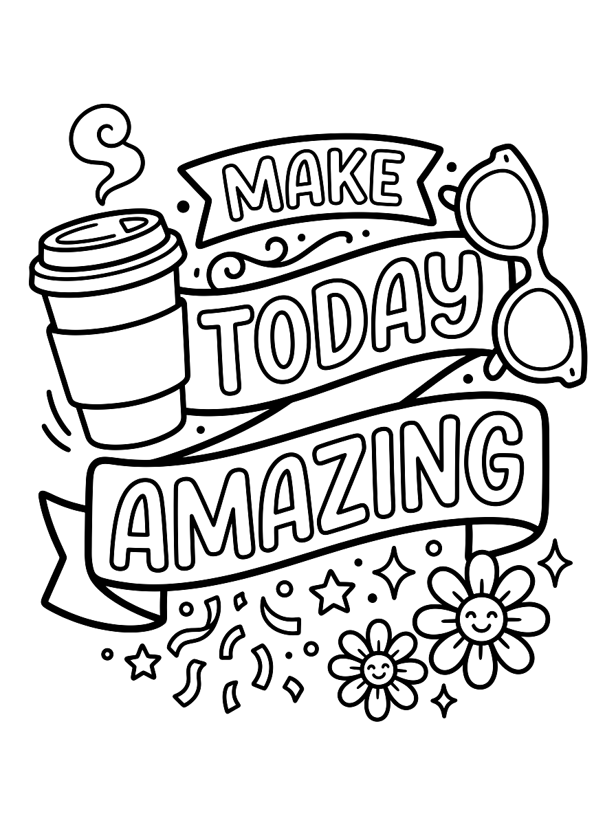 Make Today Amazing Daily Affirmation Coloring Page