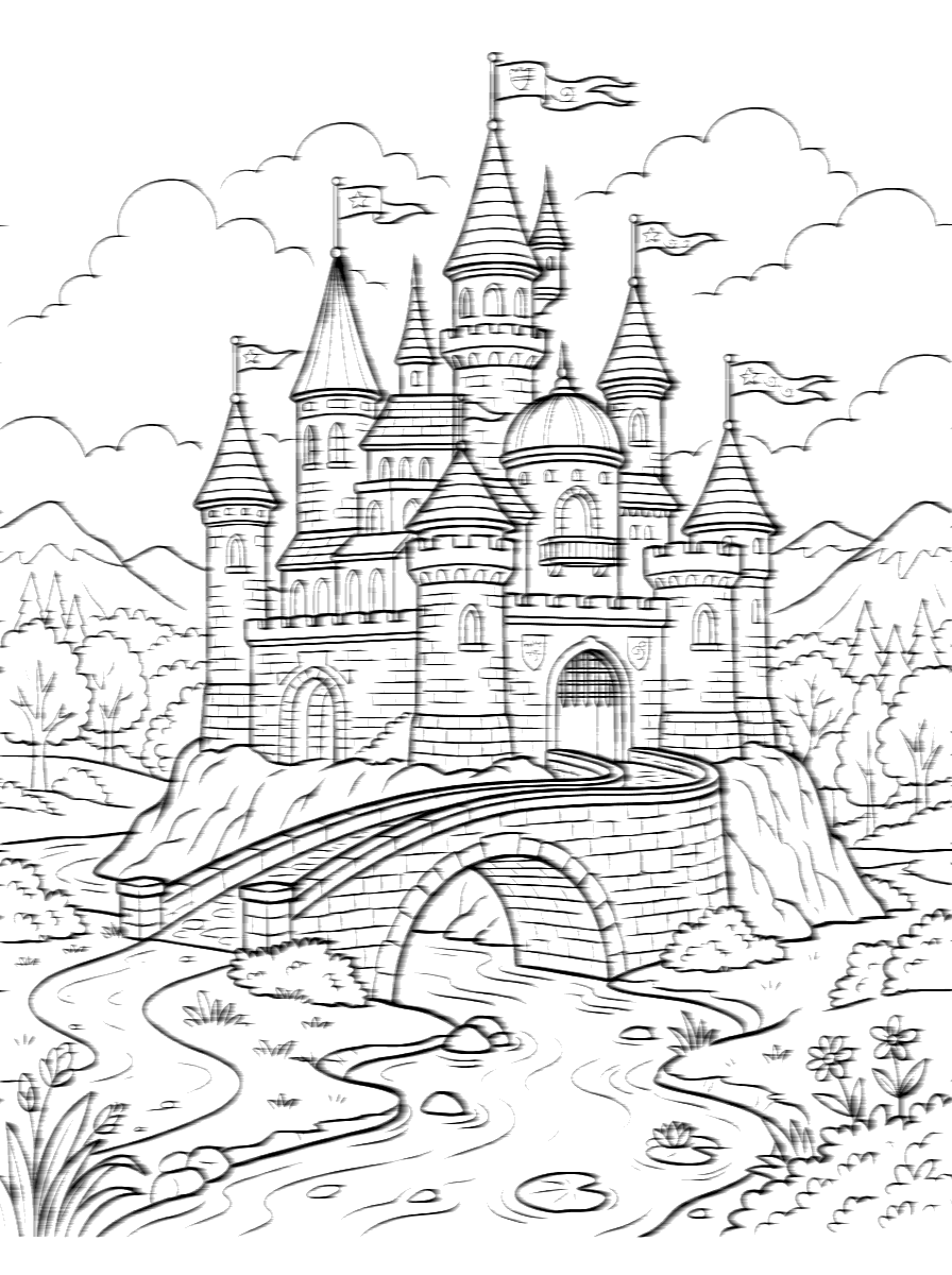 Magical Fairytale Castle Coloring Page
