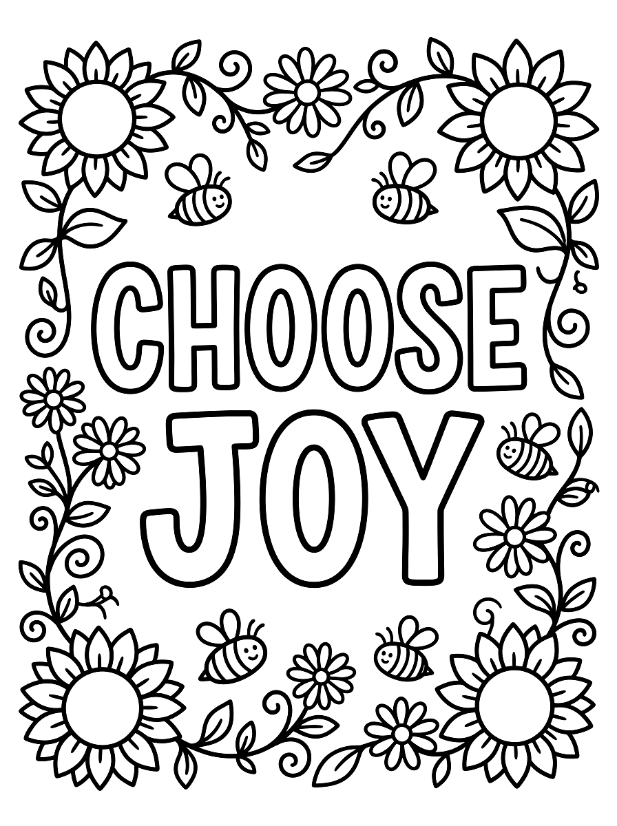 Choose Joy Inspirational Quote Coloring Page