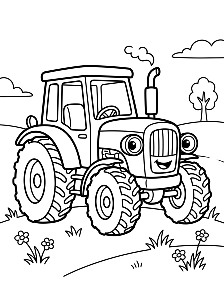 Friendly Cartoon Farm Tractor